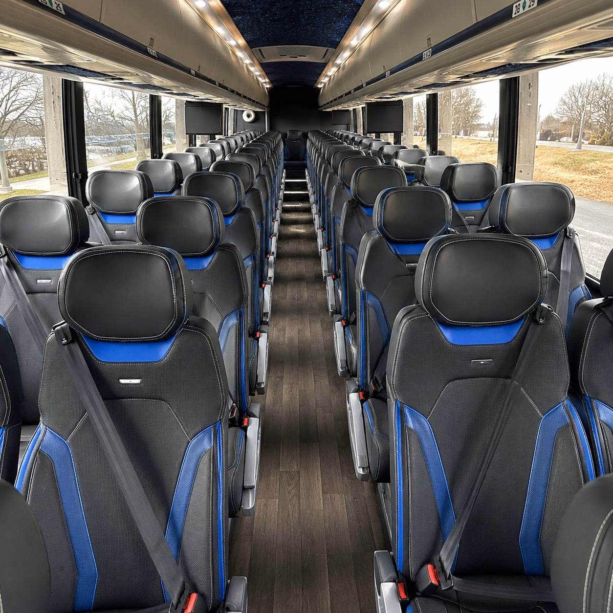 56 passenger charter bus inside